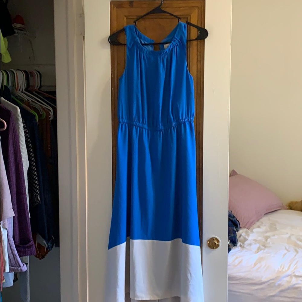 Blue and white high low dress